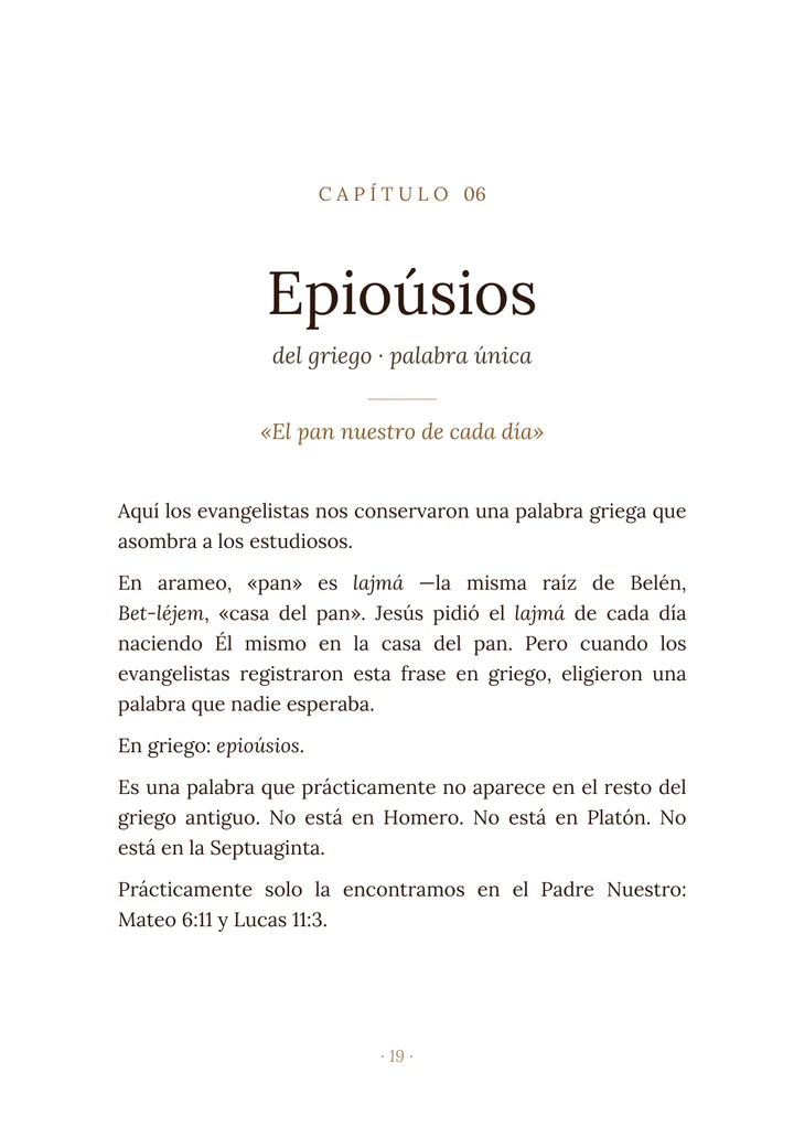 Página del capítulo Epioúsios, el pan de cada día